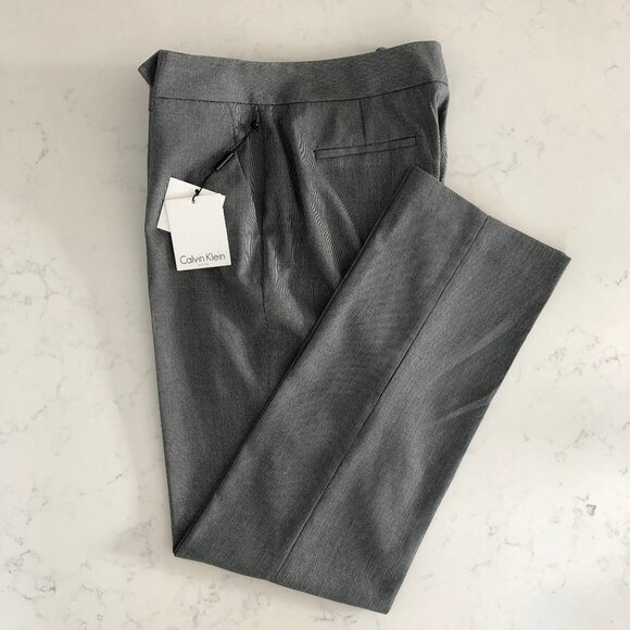 Calvin Klein bcr Classic Slim Leg Glen Check Trouser Pants Grey Black Sz 6 NWT - Picture 1 of 14